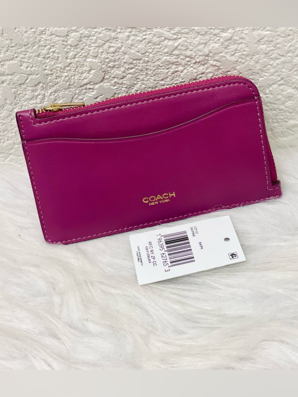 🩷Coach New York Zip Card Case - CZ112 Pink Refined Calf Leather - NWT